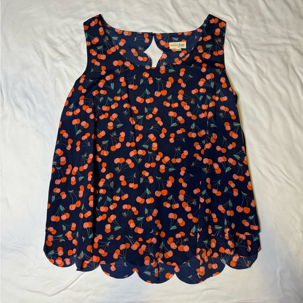 Maison Jules Blue Cherry Top Size Large